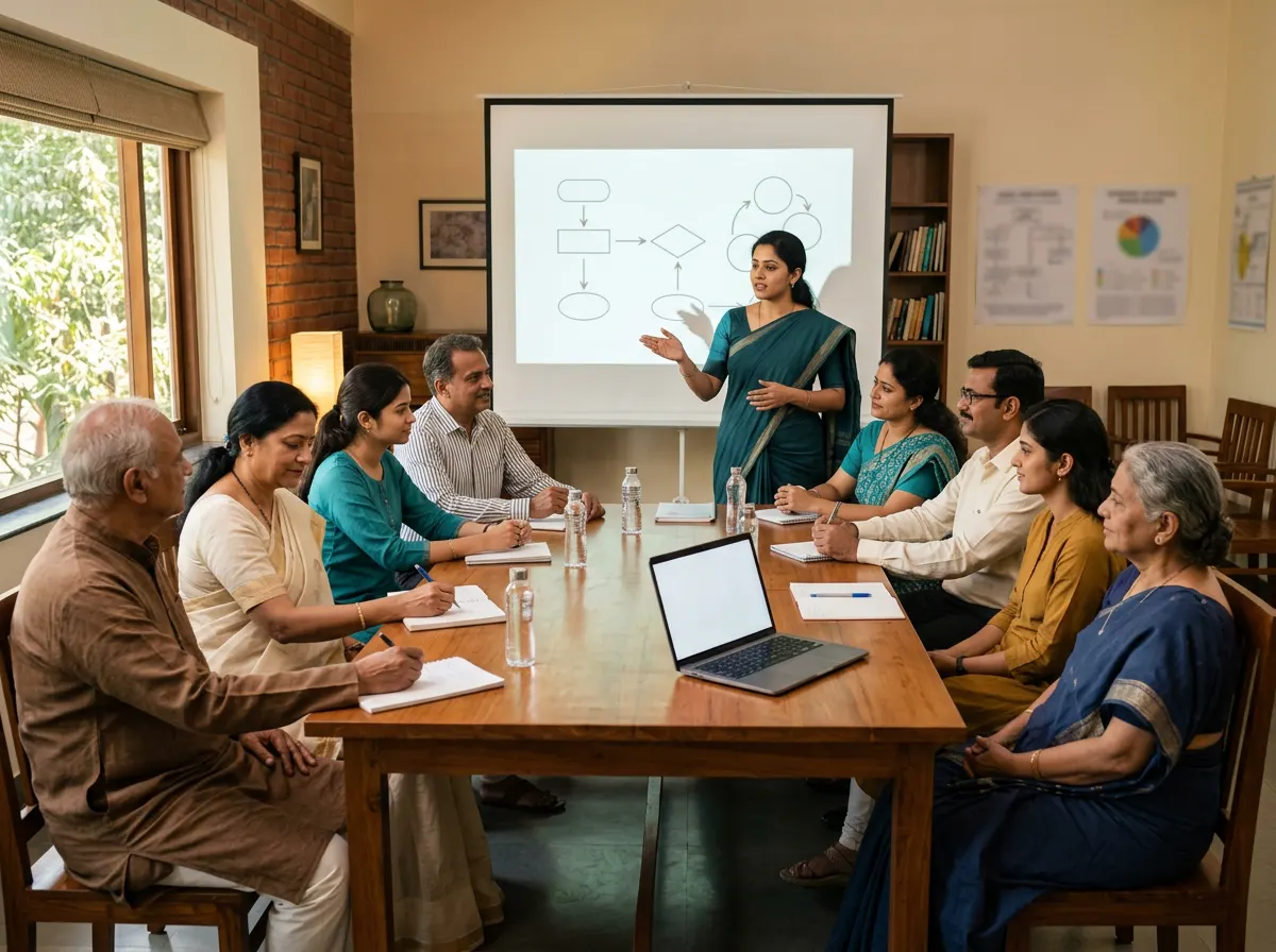 Teachers at a faculty development workshop in Kadapa learning to use AI tools in the classroom